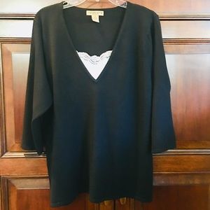 NWOT Sweater with 3/4 Sleeve & Inset Cami